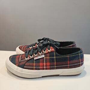 Superga Womens Size US 8 EU 39 Tartan Plaid Chunky Sole Sneakers Red Green